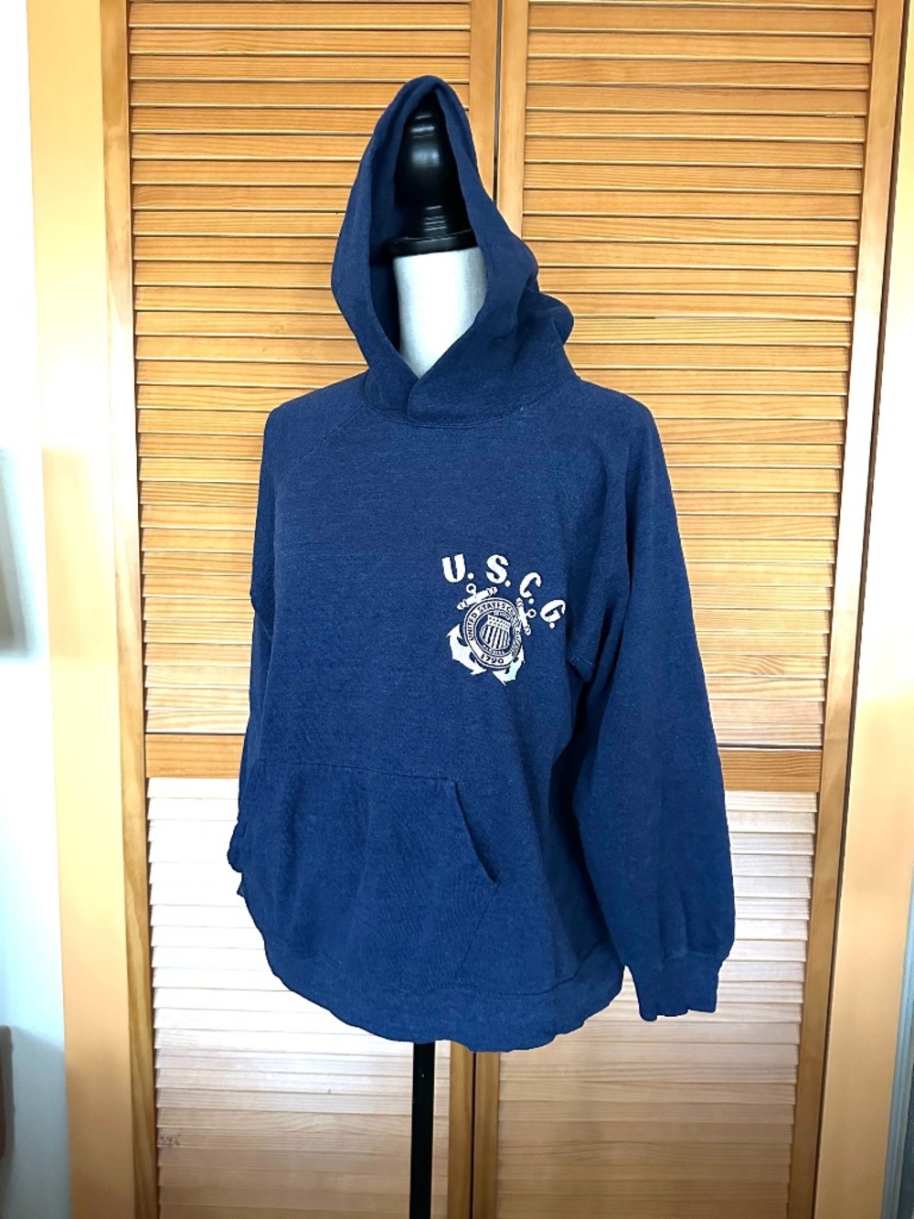 Vintage USCG Hoodie Sweatshirt: Worn 1980s Coast Guard Pullover